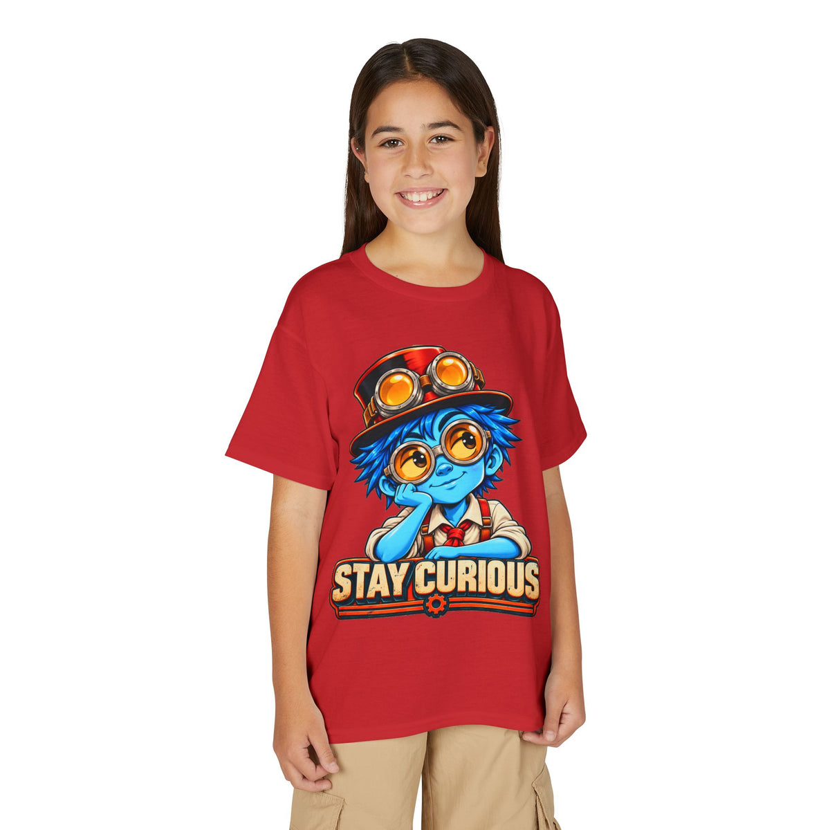 Stay Curious Kids T‑Shirt — Cute Steampunk Explorer Youth Tee