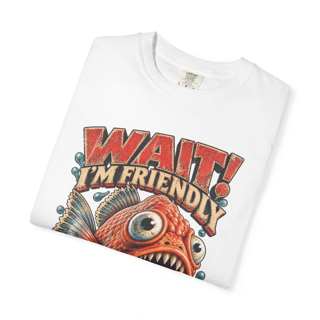 Wait I'm Friendly Fish Tee - Vintage Piranha Graphic T-Shirt