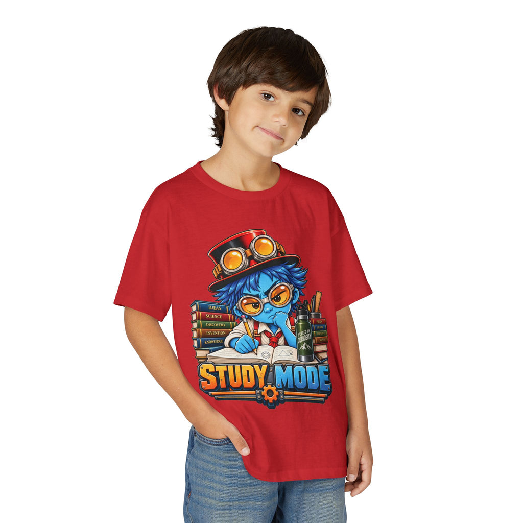 Youth "Study Mode" T-Shirt — Cute Steampunk Student Graphic Tee