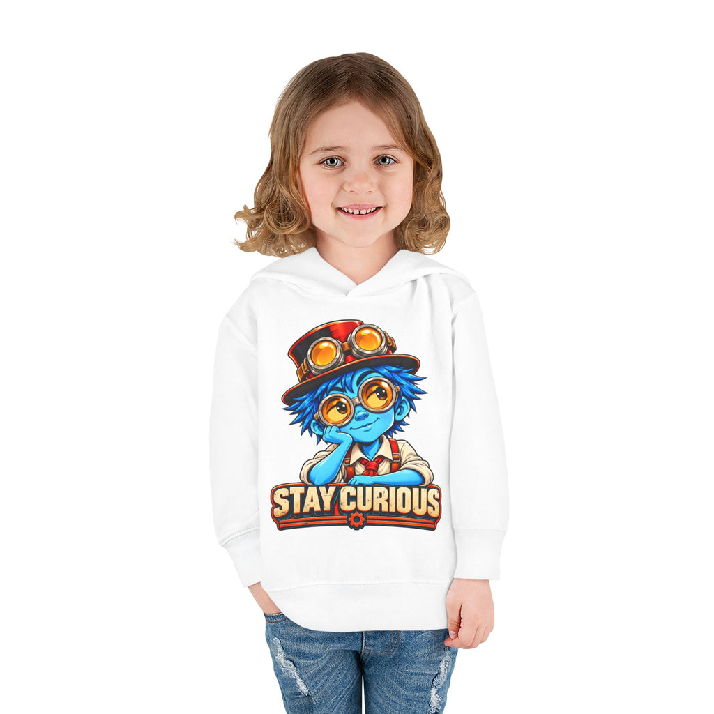 Toddler Hoodie — "Stay Curious" Blue Explorer Pullover