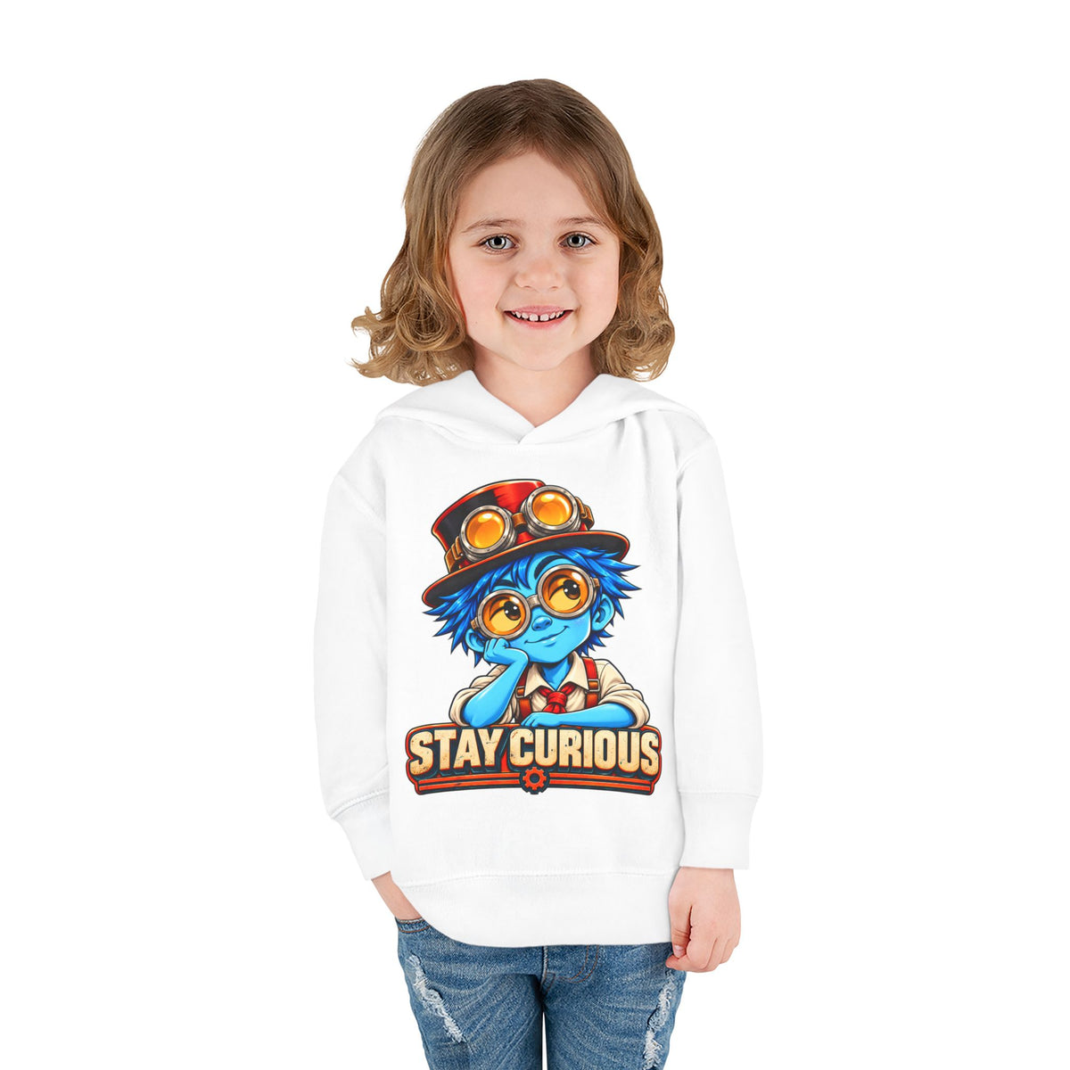 Toddler Hoodie — "Stay Curious" Blue Explorer Pullover