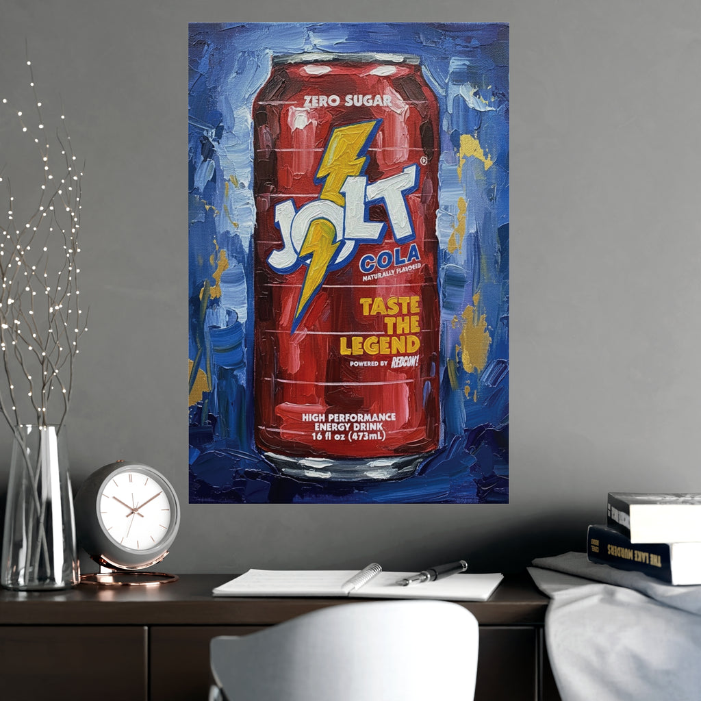 Jolt Cola Electric Pop Art | Bold Red Can on Textured Blue