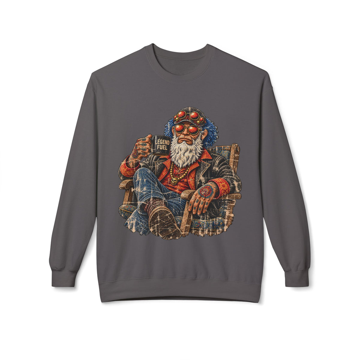 Cool Dude Enjoying Coffee Midweight Softstyle Fleece Crewneck Sweatshirt