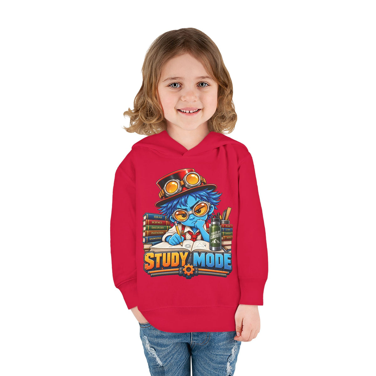 Toddler Hoodie - 'Study Mode' Cute Steampunk Student Graphic Pullover