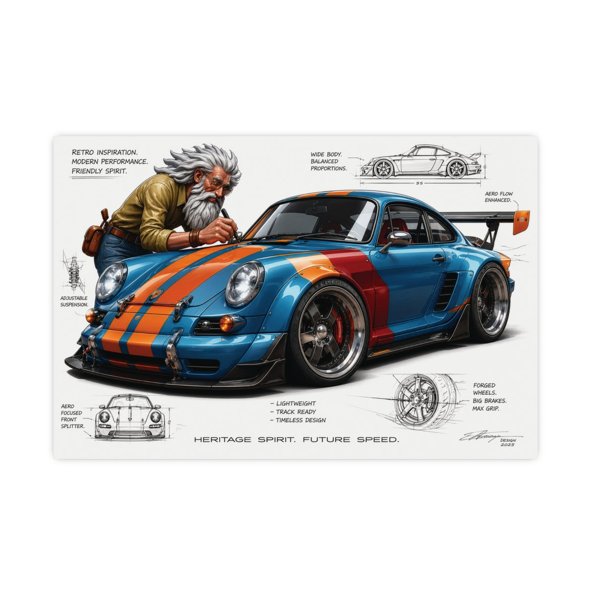 Heritage Spirit: Retro Widebody Performance Coupe Automotive Concept Art
