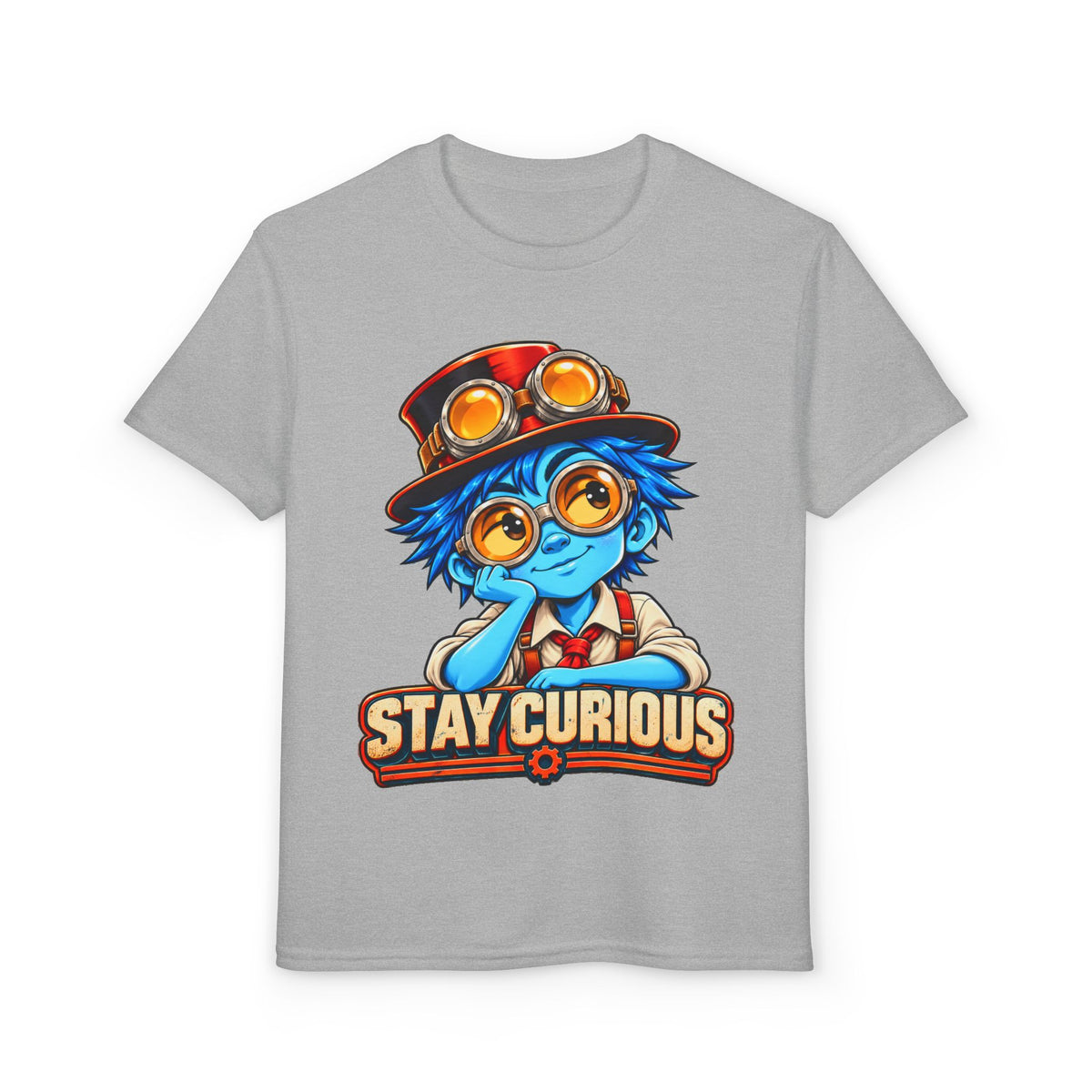 Stay Curious Kids T‑Shirt — Cute Steampunk Explorer Youth Tee