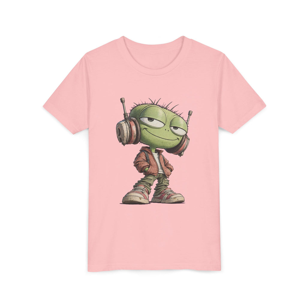 Youth Tee — Cool Green Dude with Headphones Graphic