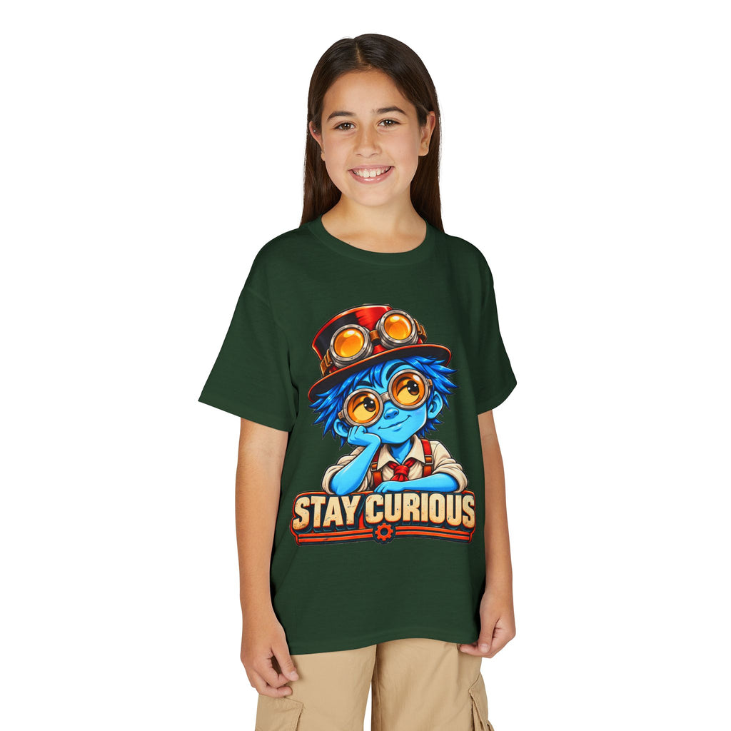 Stay Curious Kids T‑Shirt — Cute Steampunk Explorer Youth Tee
