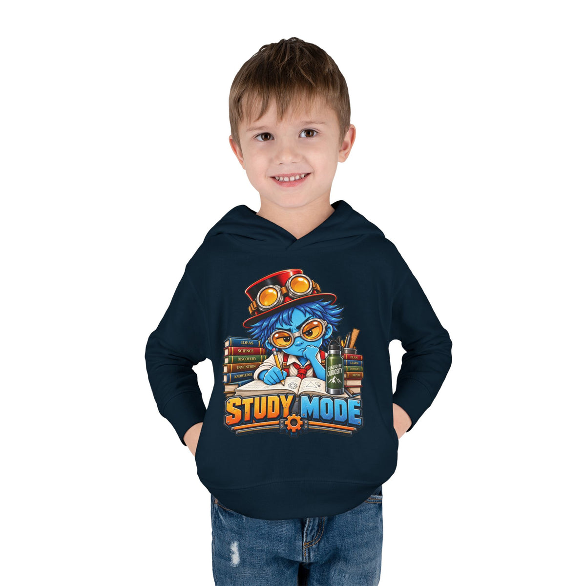 Toddler Hoodie - 'Study Mode' Cute Steampunk Student Graphic Pullover