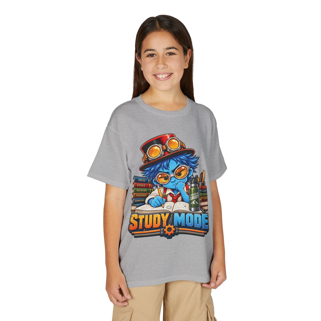 Youth "Study Mode" T-Shirt — Cute Steampunk Student Graphic Tee