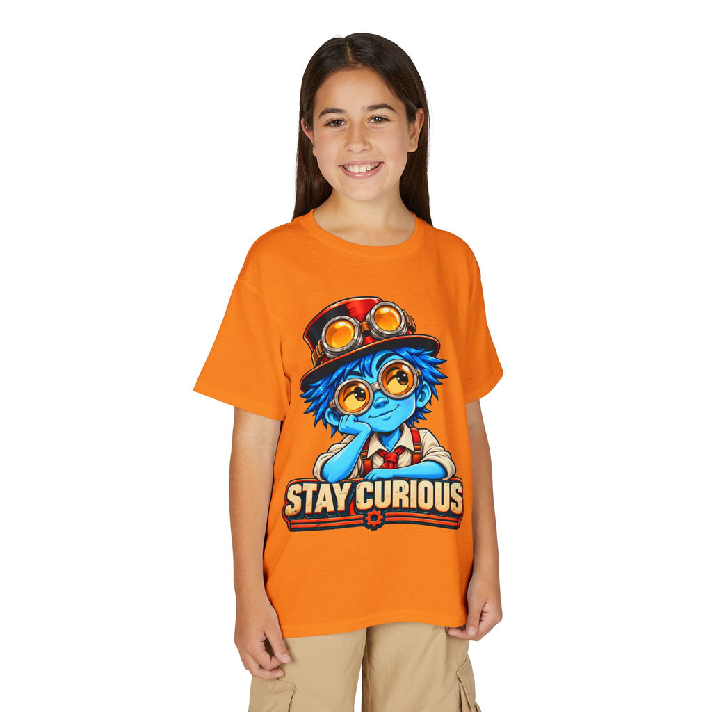 Stay Curious Kids T‑Shirt — Cute Steampunk Explorer Youth Tee