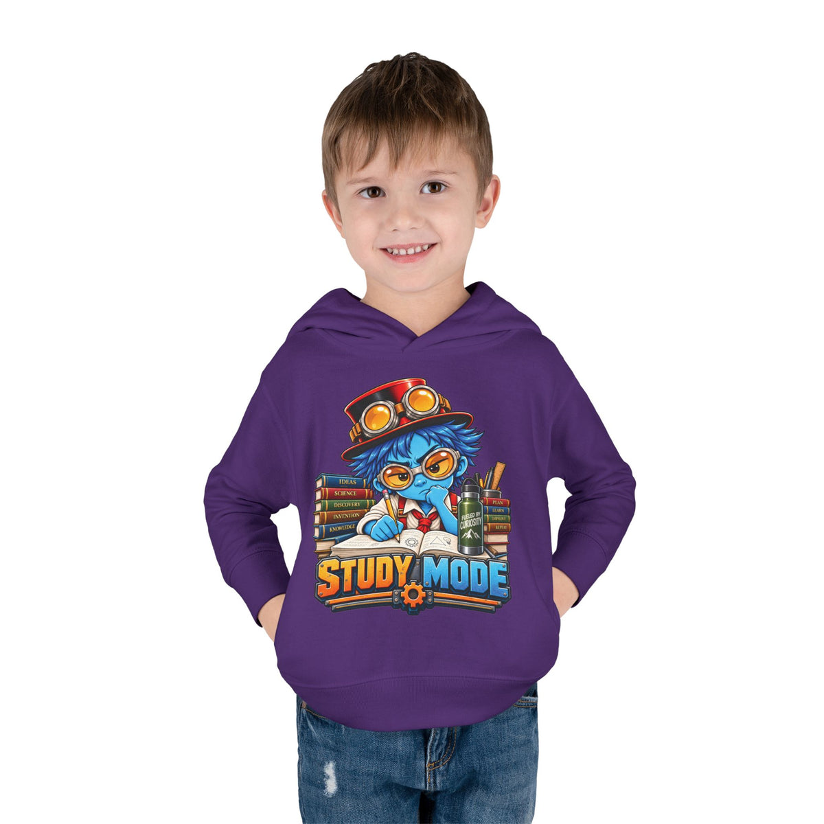 Toddler Hoodie - 'Study Mode' Cute Steampunk Student Graphic Pullover