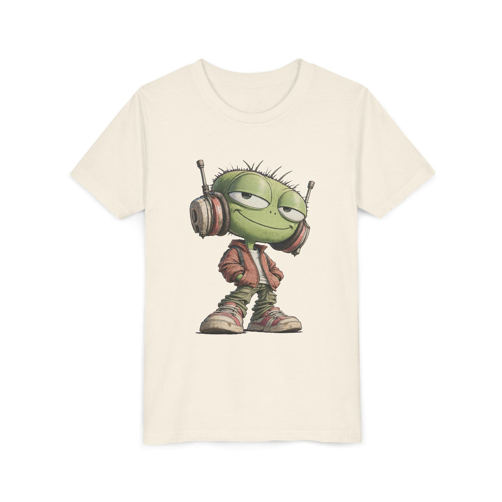 Youth Tee — Cool Green Dude with Headphones Graphic