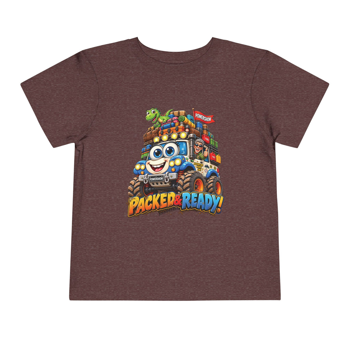 Toddler Tee — 'Packed & Ready' Cartoon Monster Truck Travel Shirt