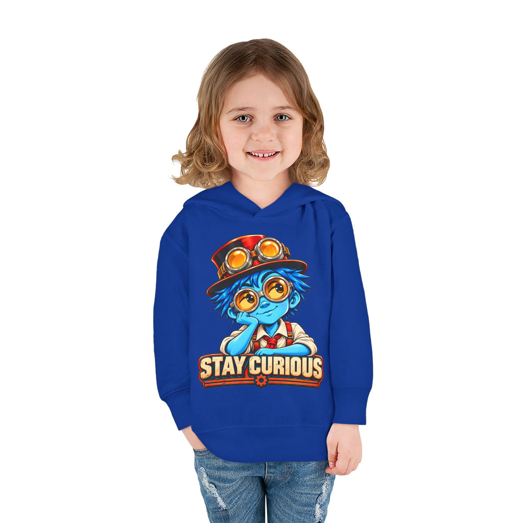 Toddler Hoodie — "Stay Curious" Blue Explorer Pullover