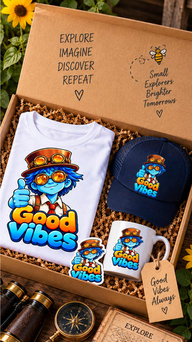 Good Vibes – Stay Curious Little Explorer Graphic Tee