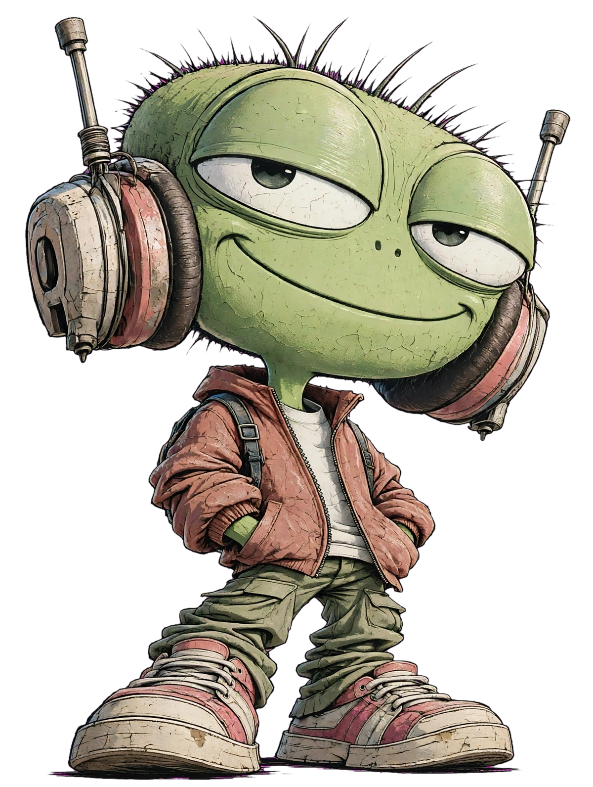 Youth Tee — Cool Green Dude with Headphones Graphic