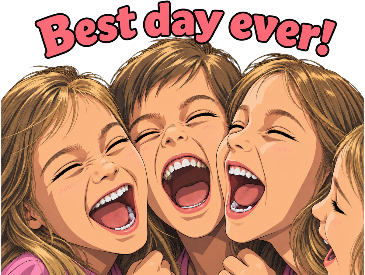 Best Day Ever! | Happy Friends Laughing Cartoon Art