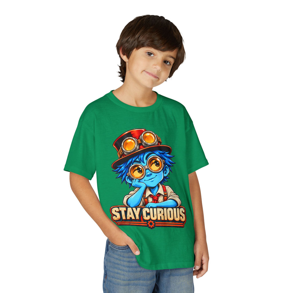 Stay Curious Kids T‑Shirt — Cute Steampunk Explorer Youth Tee