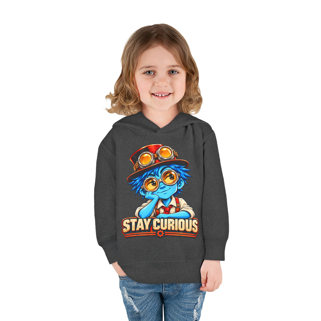Toddler Hoodie — "Stay Curious" Blue Explorer Pullover