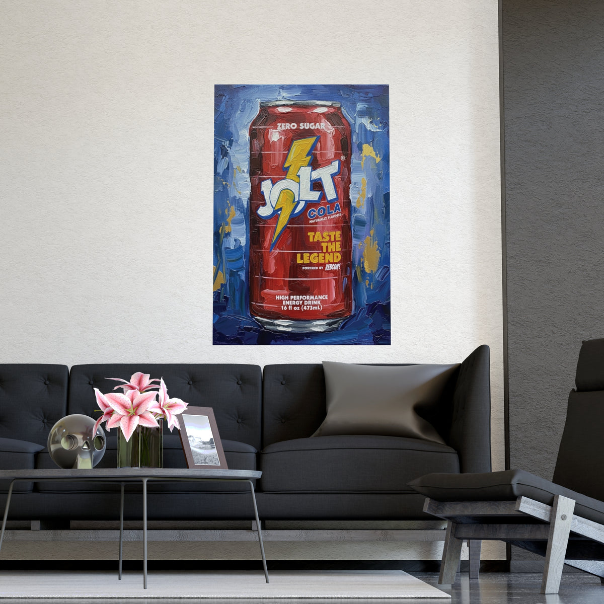 Jolt Cola Electric Pop Art | Bold Red Can on Textured Blue