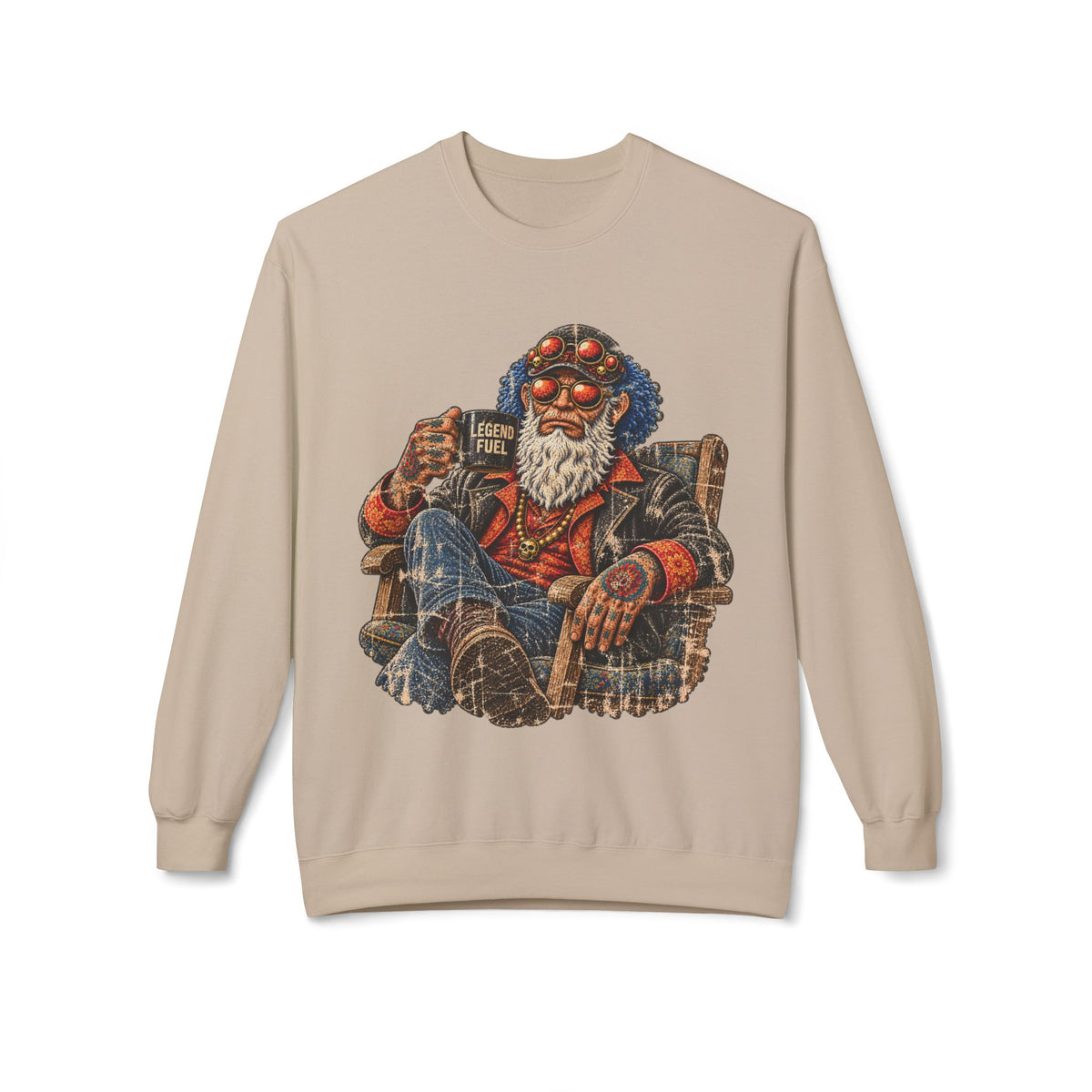Cool Dude Enjoying Coffee Midweight Softstyle Fleece Crewneck Sweatshirt