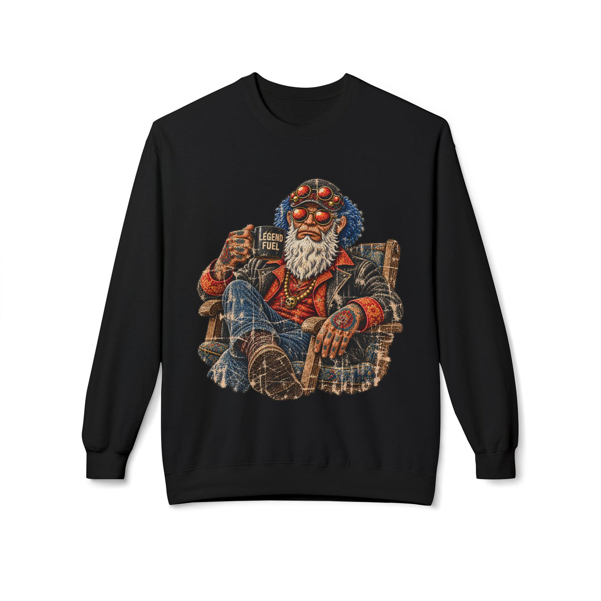 Cool Dude Enjoying Coffee Midweight Softstyle Fleece Crewneck Sweatshirt