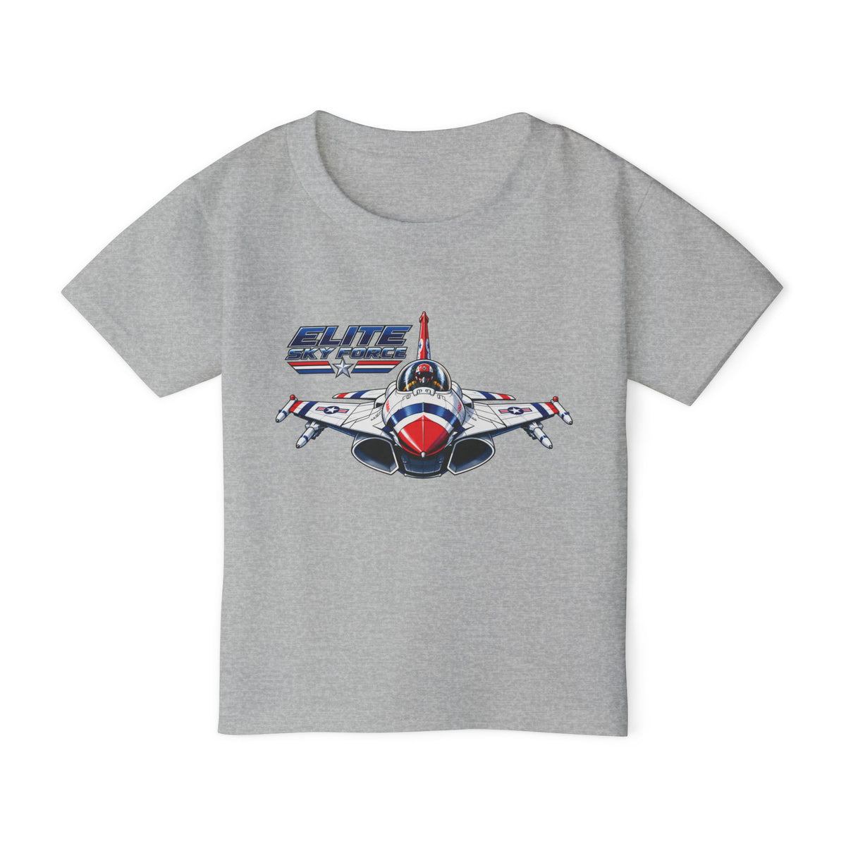 Toddler T‑Shirt — Vintage Jet Fighter Graphic (Patriotic Red, White & Blue)