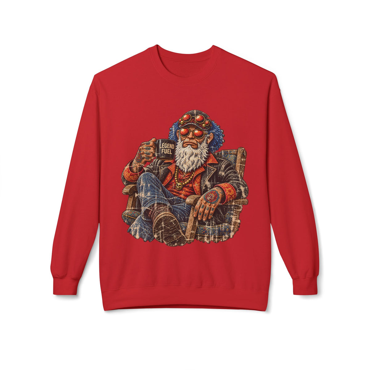 Cool Dude Enjoying Coffee Midweight Softstyle Fleece Crewneck Sweatshirt