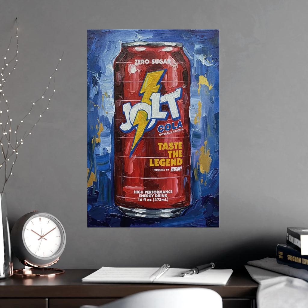 Jolt Cola Electric Pop Art | Bold Red Can on Textured Blue