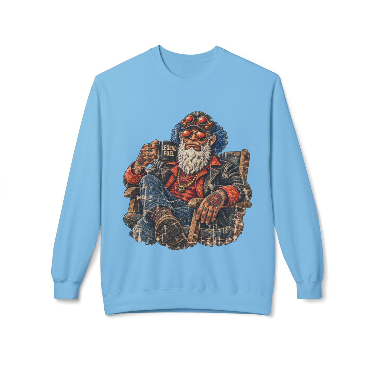 Cool Dude Enjoying Coffee Midweight Softstyle Fleece Crewneck Sweatshirt