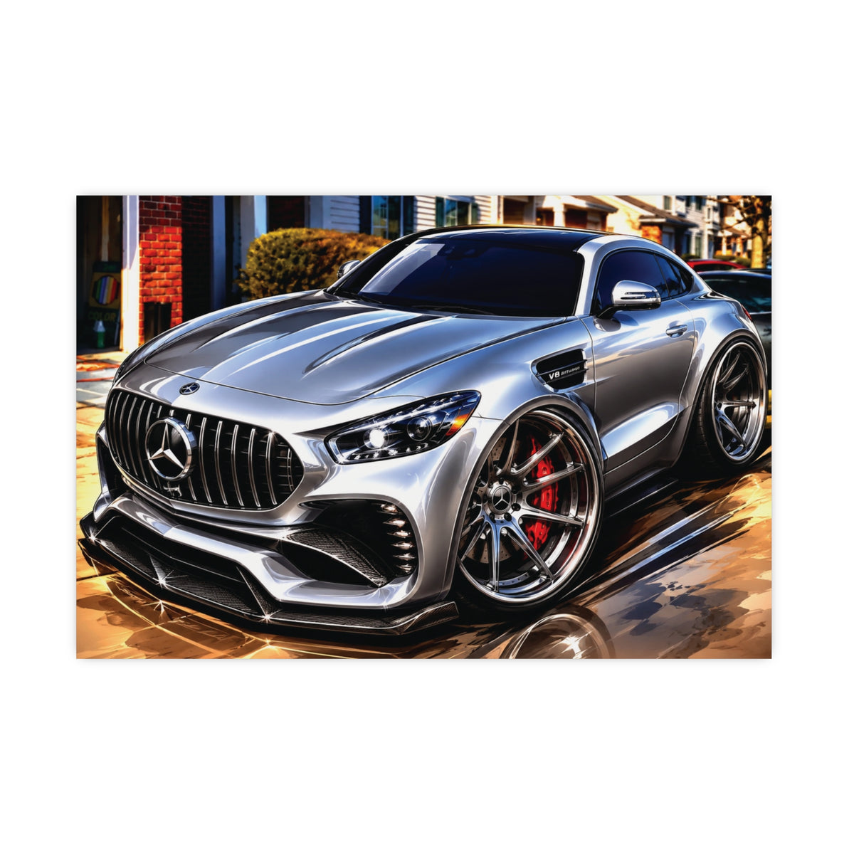Silver Mercedes-AMG GT Street Performance Coupe | Premium Automotive Art