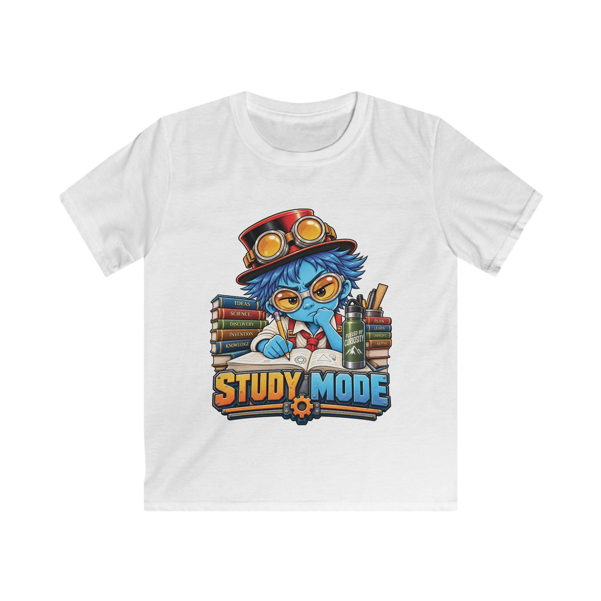 Kids "Study Mode" Tee – Cute Scholarly Steampunk Student Graphic Shirt