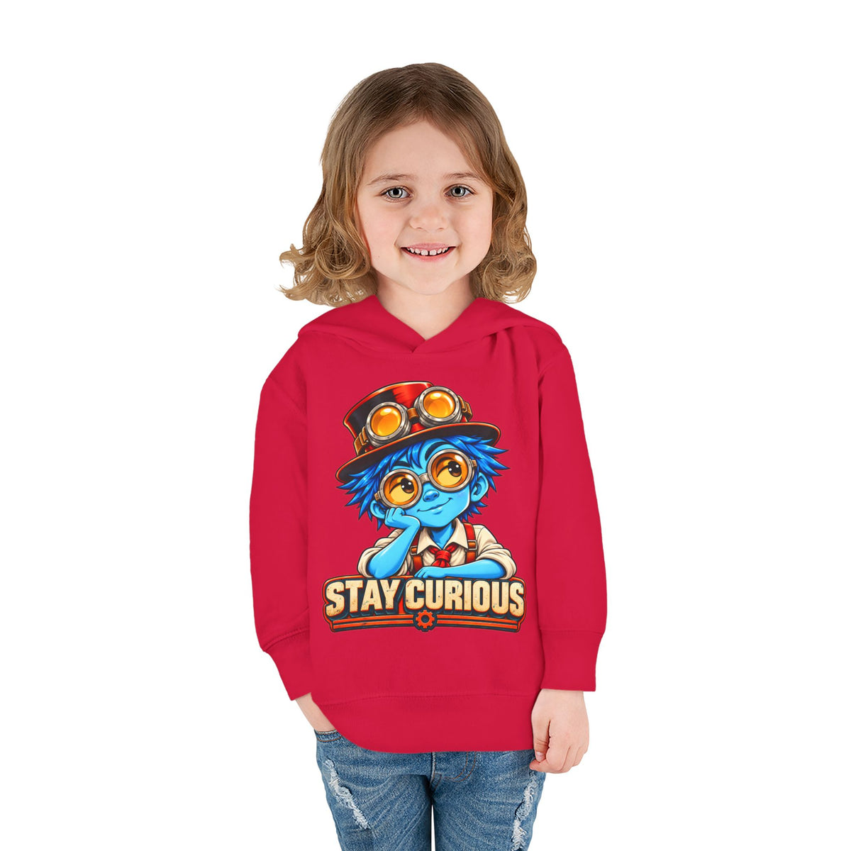 Toddler Hoodie — "Stay Curious" Blue Explorer Pullover