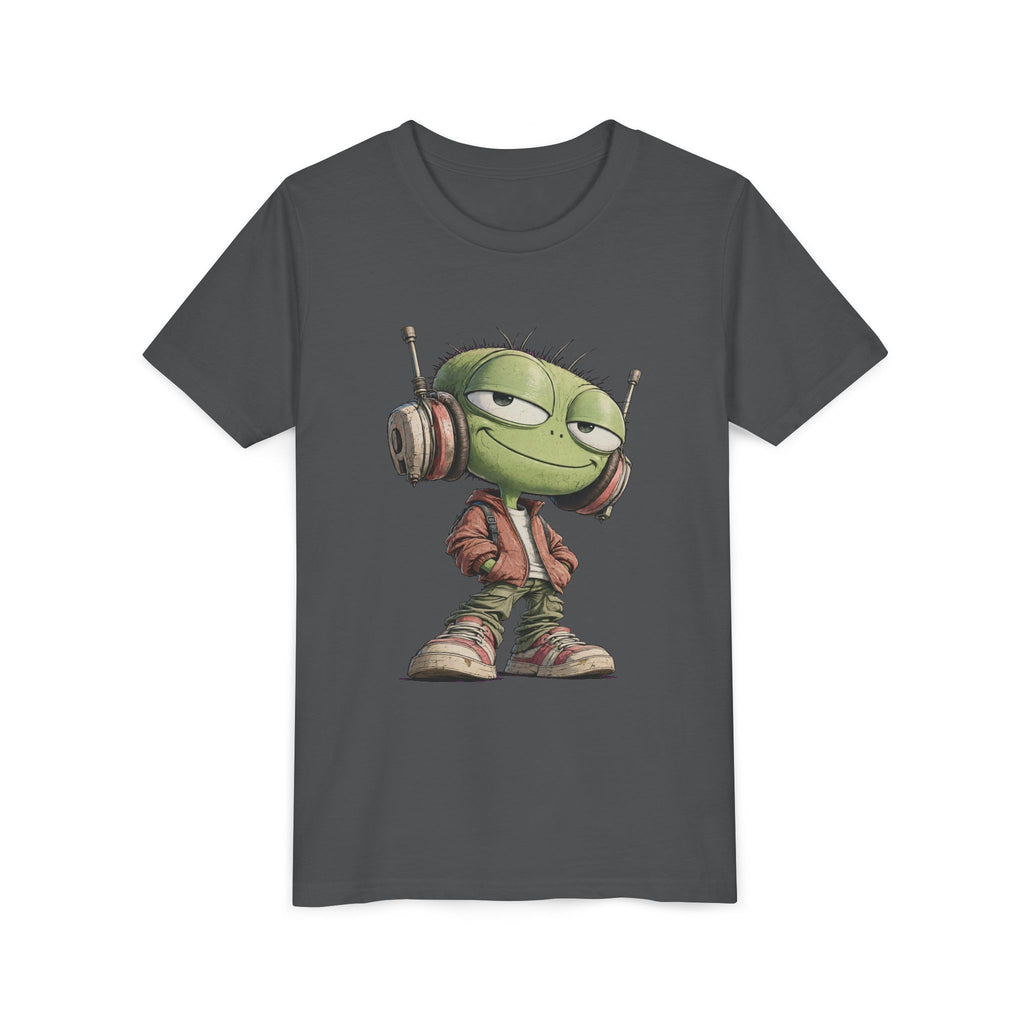 Youth Tee — Cool Green Dude with Headphones Graphic