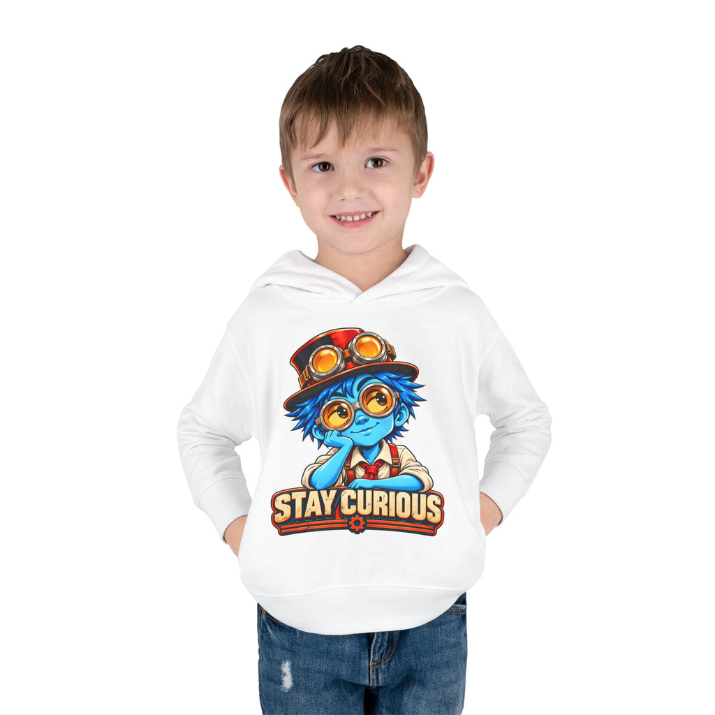 Toddler Hoodie — "Stay Curious" Blue Explorer Pullover