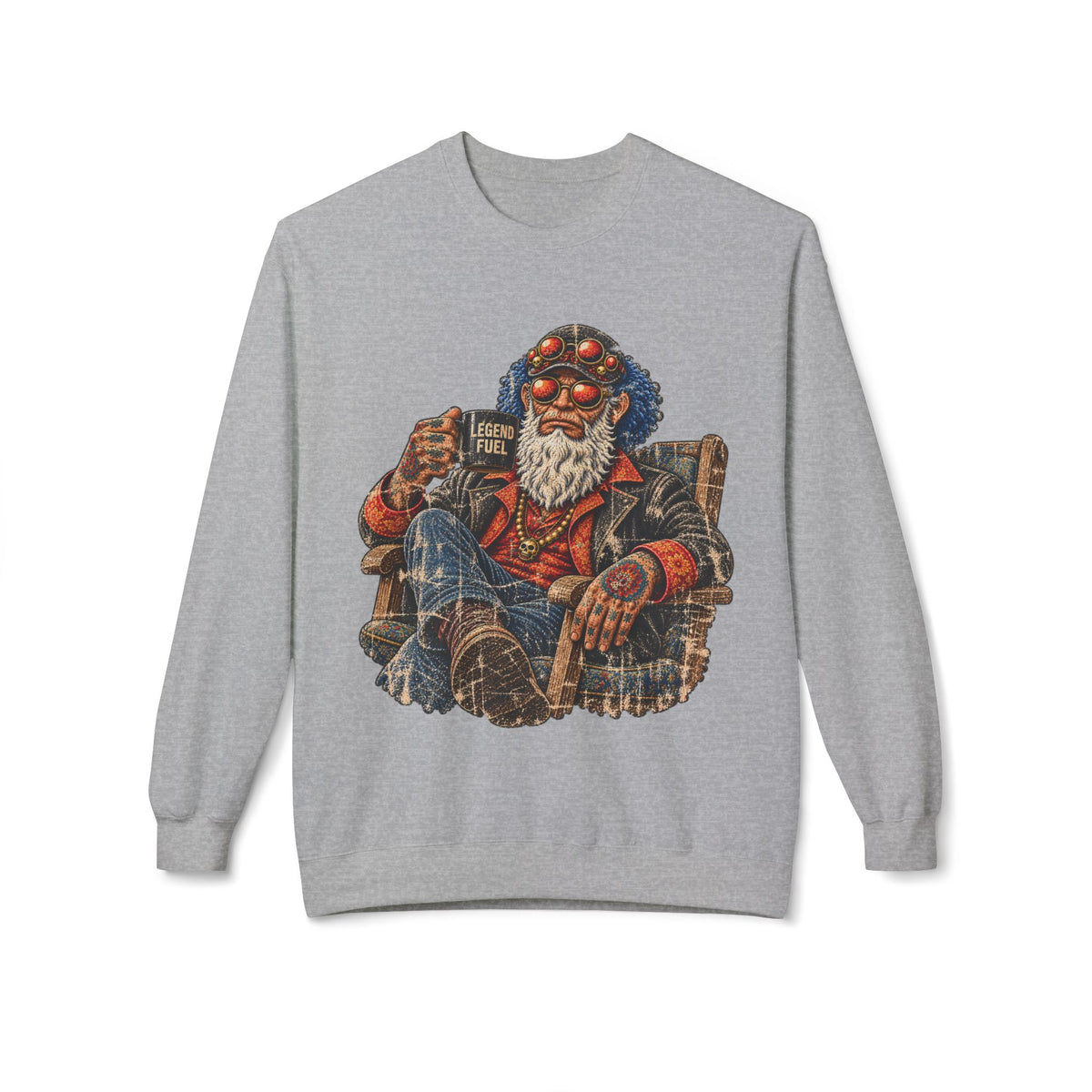 Cool Dude Enjoying Coffee Midweight Softstyle Fleece Crewneck Sweatshirt