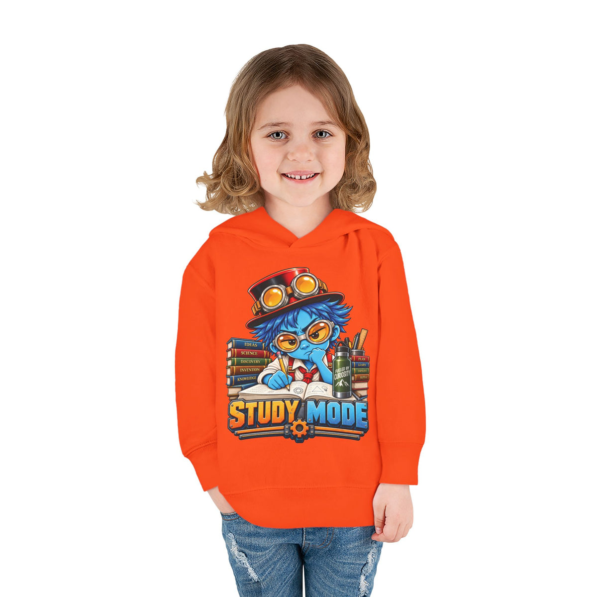 Toddler Hoodie - 'Study Mode' Cute Steampunk Student Graphic Pullover