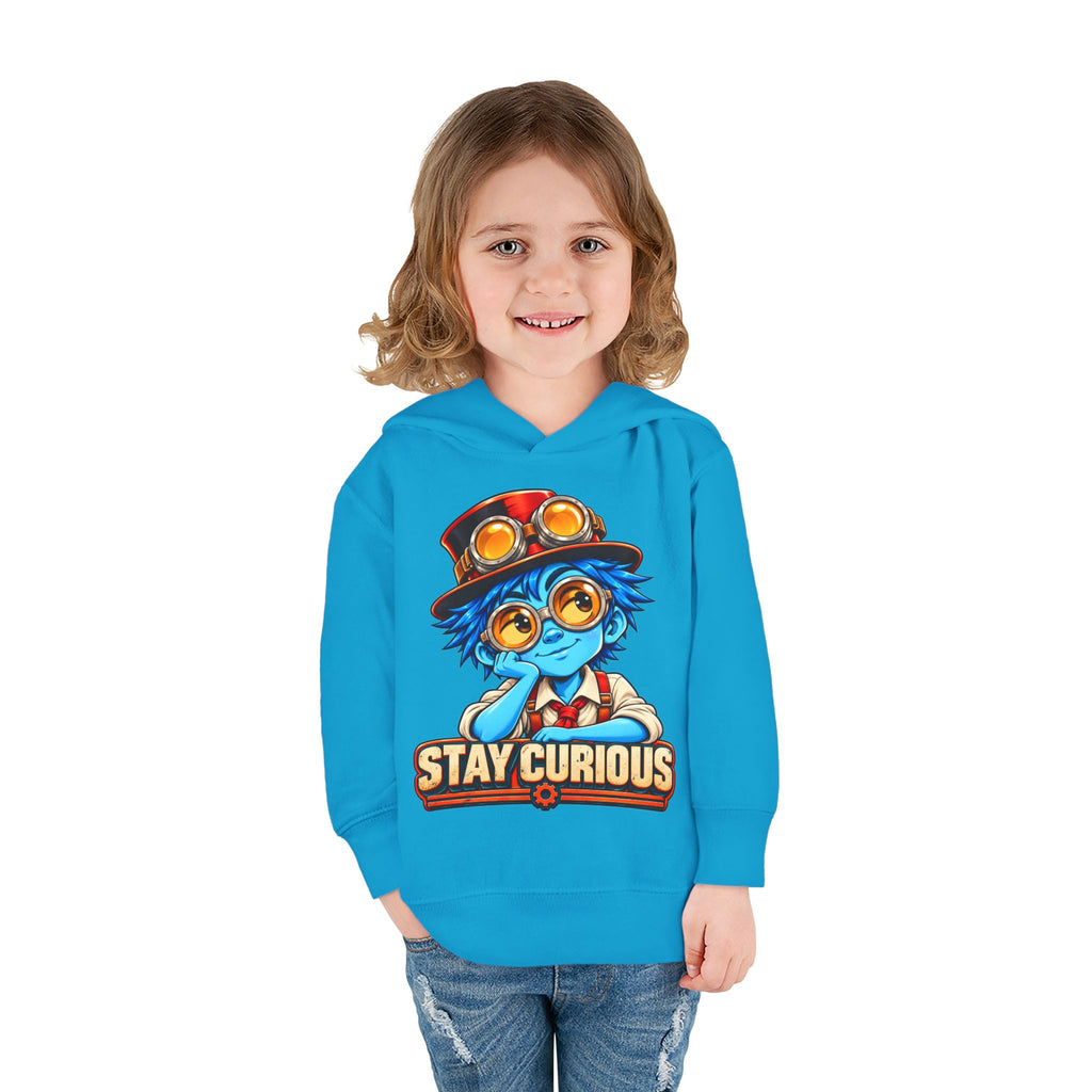 Toddler Hoodie — "Stay Curious" Blue Explorer Pullover