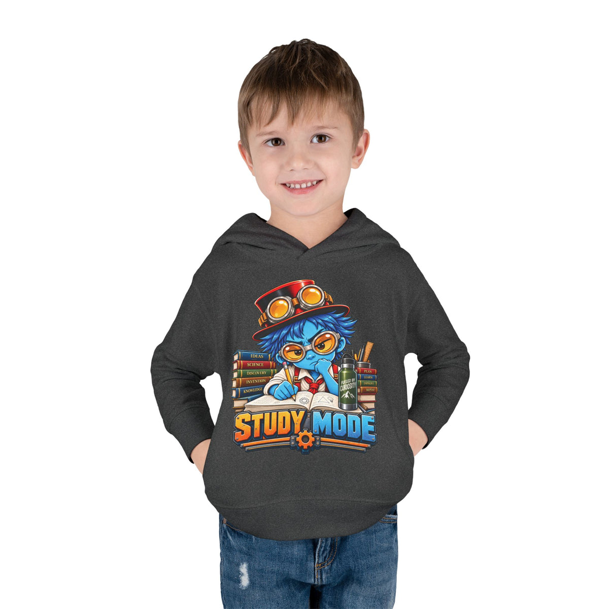 Toddler Hoodie - 'Study Mode' Cute Steampunk Student Graphic Pullover