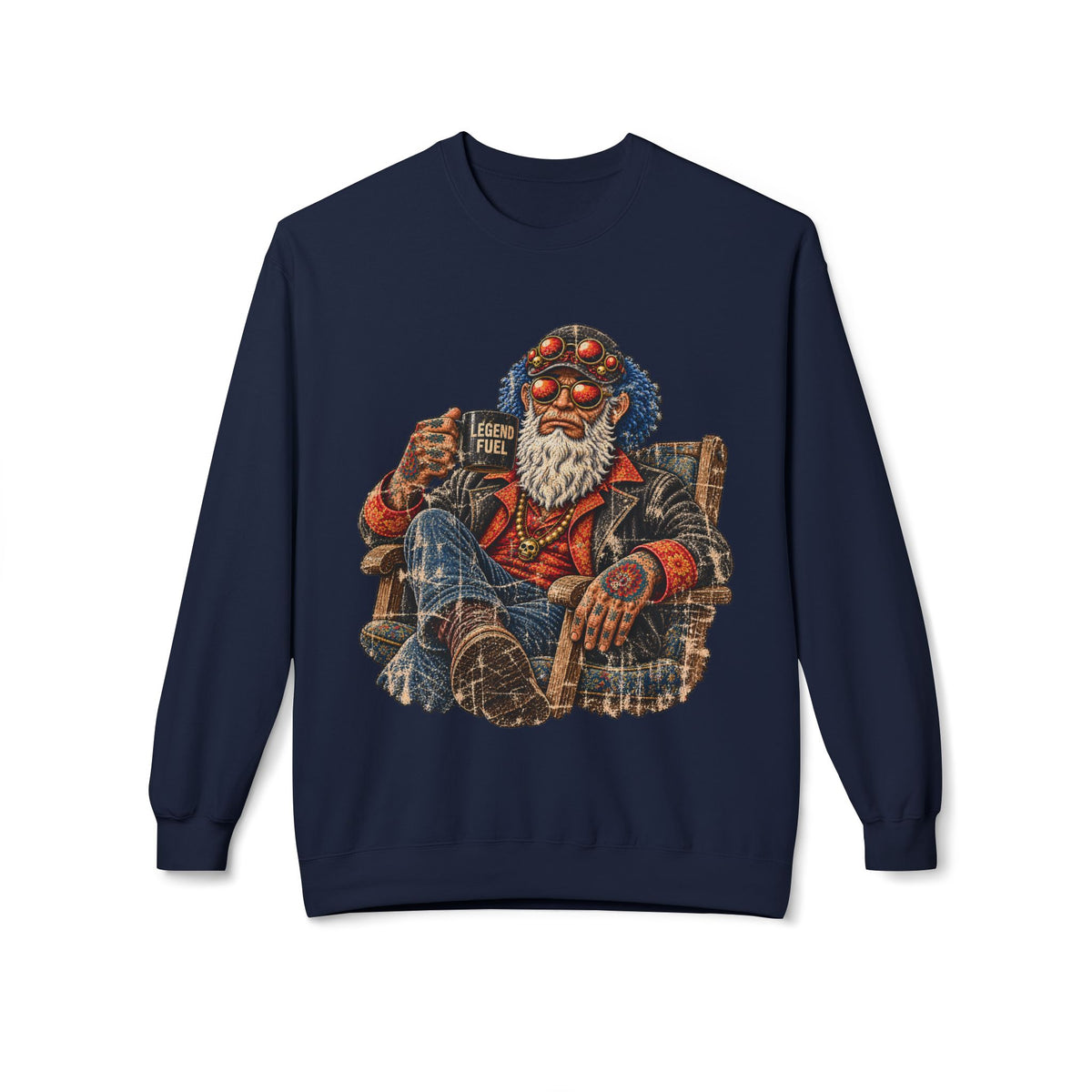 Cool Dude Enjoying Coffee Midweight Softstyle Fleece Crewneck Sweatshirt