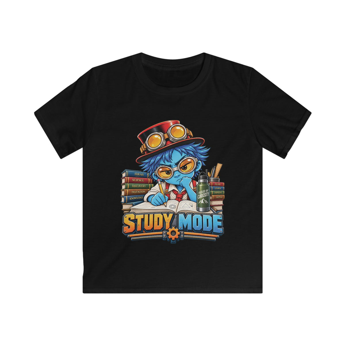 Kids "Study Mode" Tee – Cute Scholarly Steampunk Student Graphic Shirt