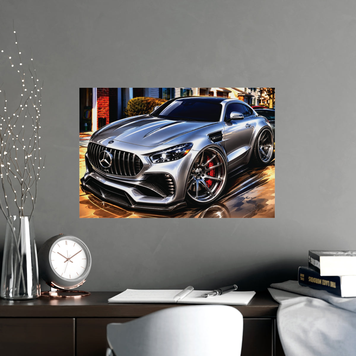 Silver Mercedes-AMG GT Street Performance Coupe | Premium Automotive Art