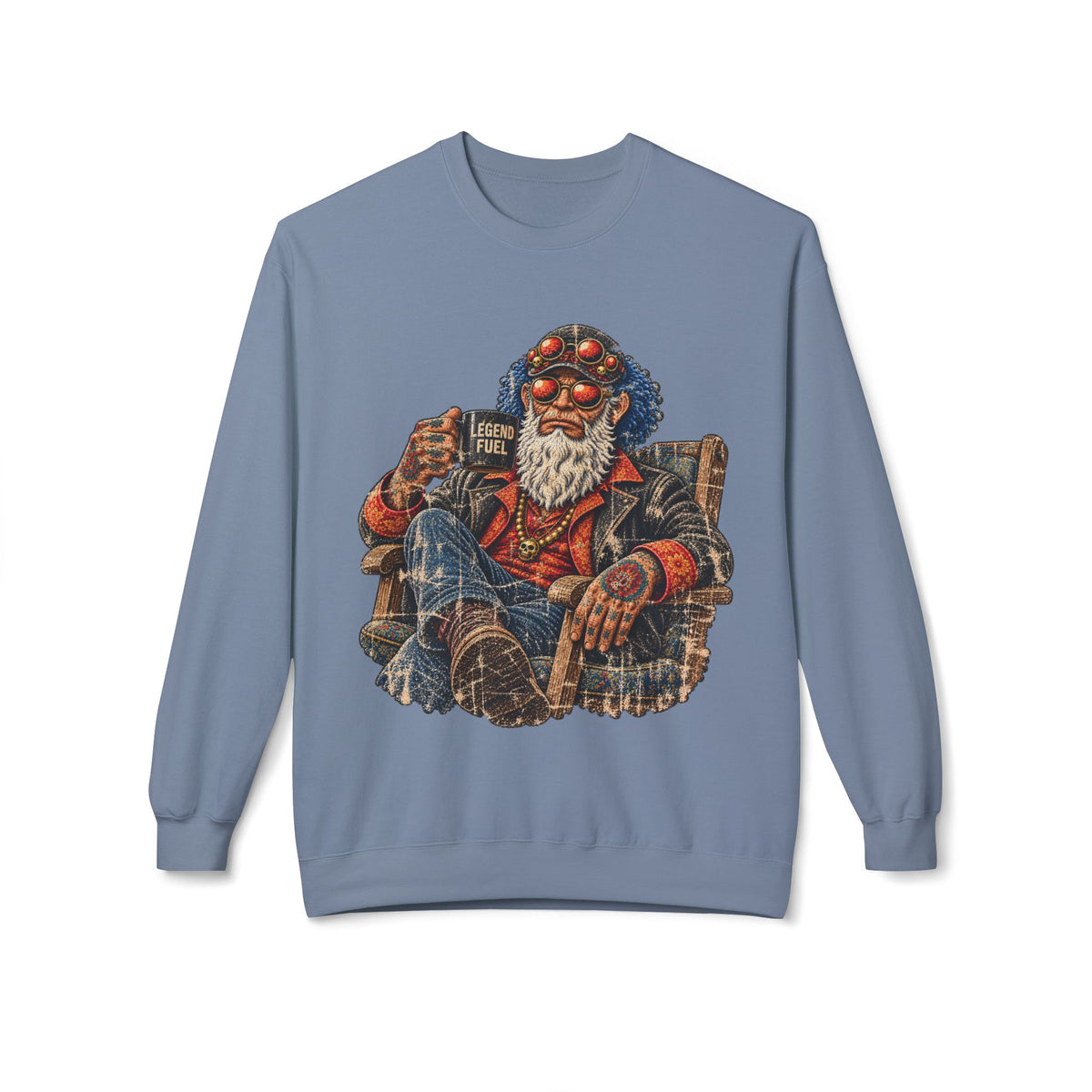 Cool Dude Enjoying Coffee Midweight Softstyle Fleece Crewneck Sweatshirt