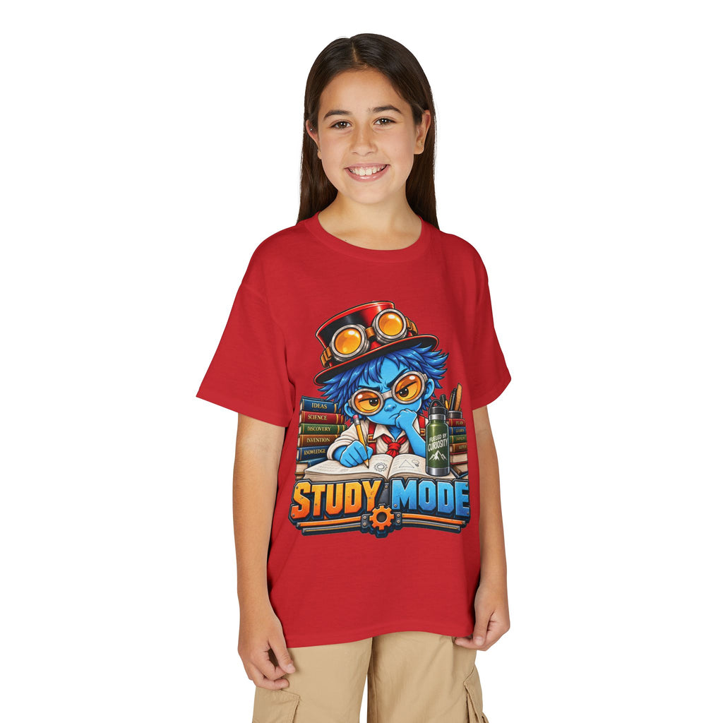 Youth "Study Mode" T-Shirt — Cute Steampunk Student Graphic Tee
