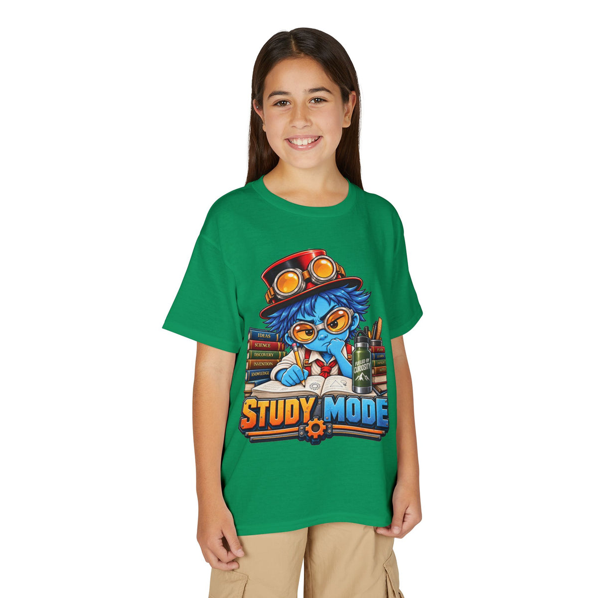 Youth "Study Mode" T-Shirt — Cute Steampunk Student Graphic Tee