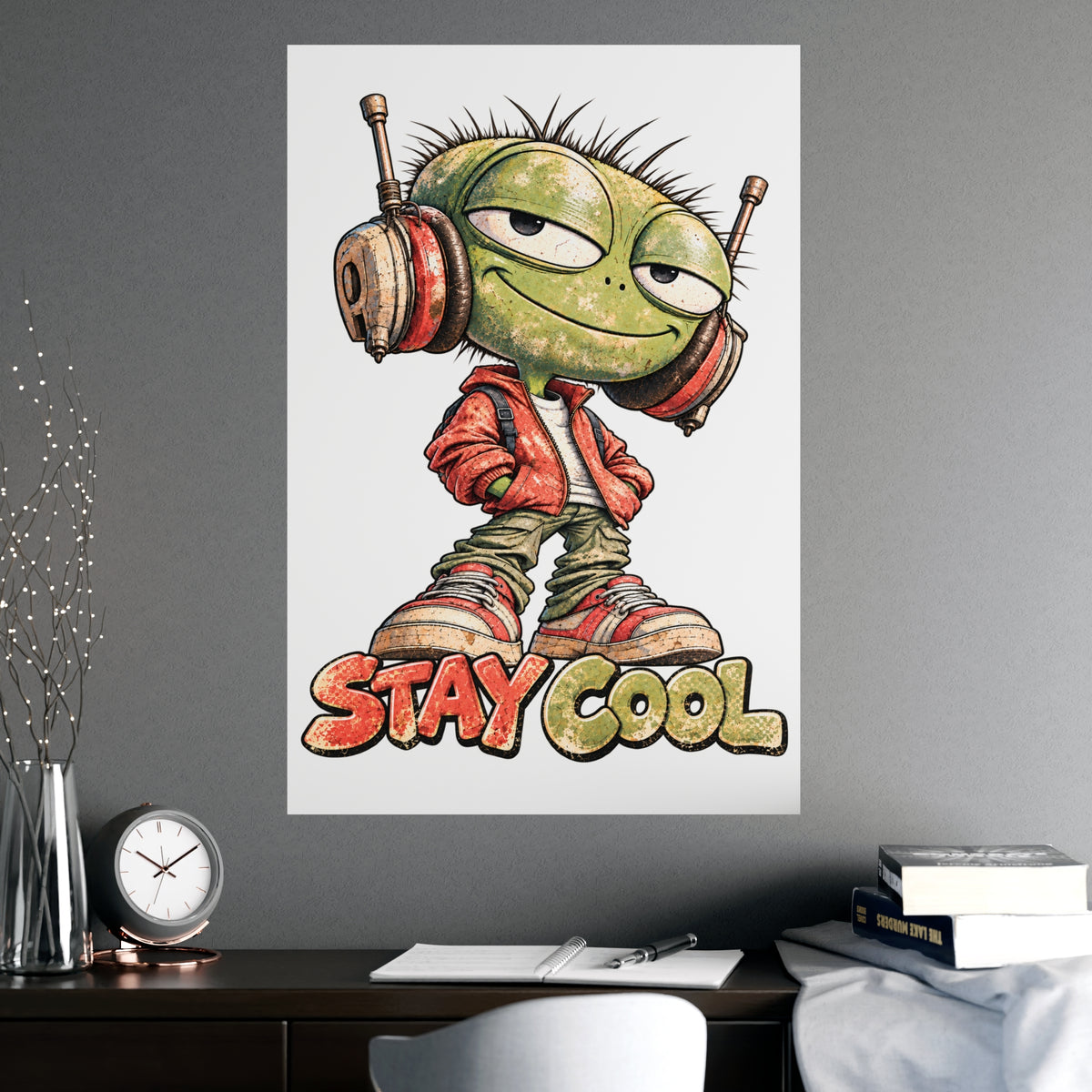 Stay Cool Retro Headphone Character | Vintage Distressed Music Lover Graphic
