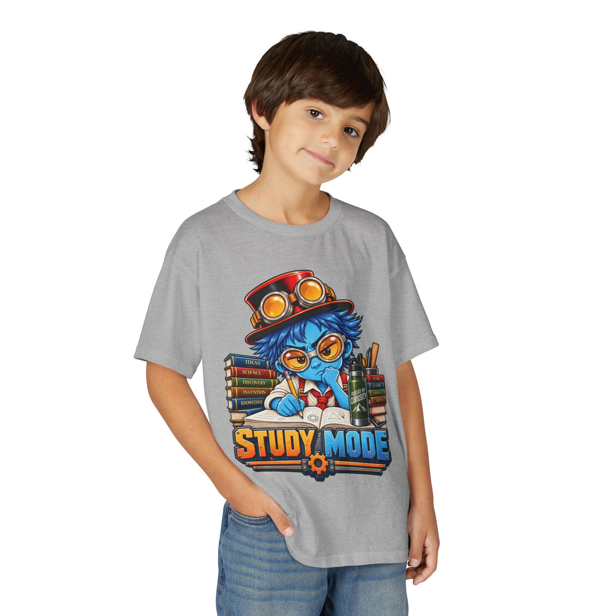 Youth "Study Mode" T-Shirt — Cute Steampunk Student Graphic Tee