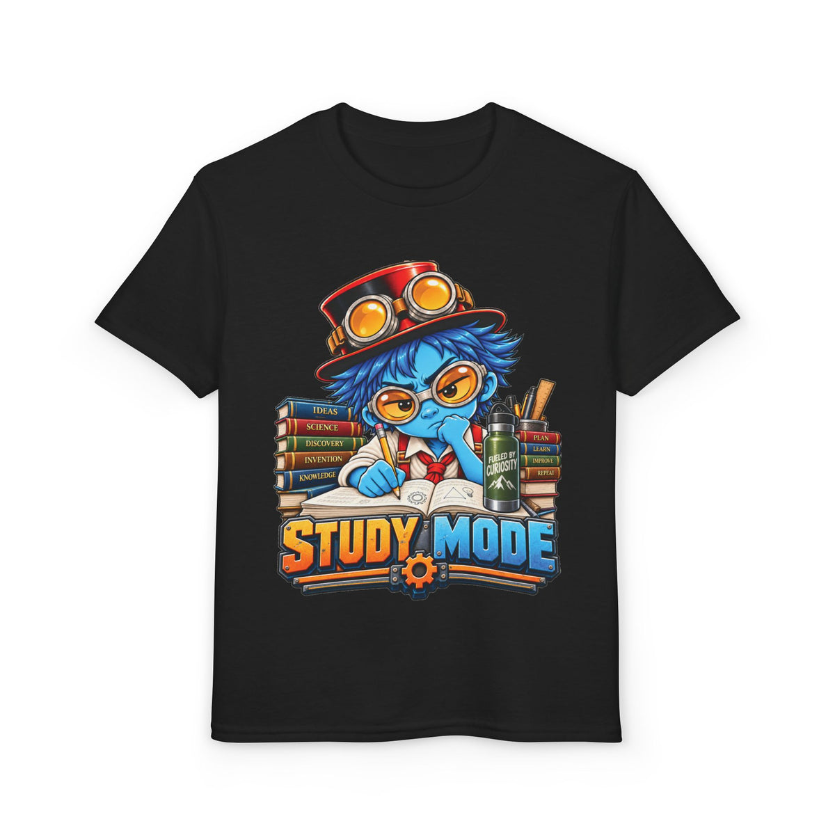 Youth "Study Mode" T-Shirt — Cute Steampunk Student Graphic Tee