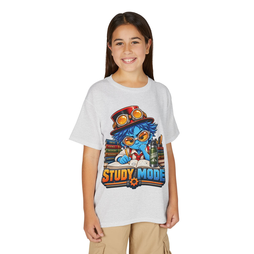 Youth "Study Mode" T-Shirt — Cute Steampunk Student Graphic Tee